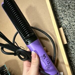 Sleek Purple Hair Straightener Brush